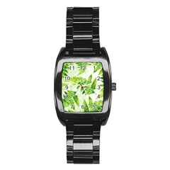 Fern Leaves Stainless Steel Barrel Watch