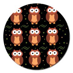 Halloween Brown Owls  Magnet 5  (round) by Valentinaart