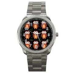 Halloween Brown Owls  Sport Metal Watch by Valentinaart