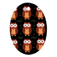 Halloween Brown Owls  Oval Ornament (two Sides) by Valentinaart