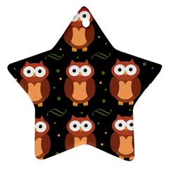 Halloween Brown Owls  Star Ornament (two Sides)  by Valentinaart