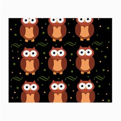 Halloween Brown Owls  Small Glasses Cloth (2-side) by Valentinaart