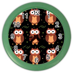 Halloween Brown Owls  Color Wall Clocks by Valentinaart