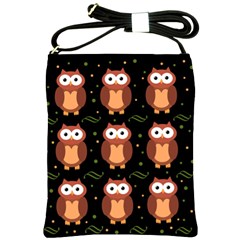 Halloween Brown Owls  Shoulder Sling Bags by Valentinaart