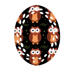 Halloween Brown Owls  Oval Filigree Ornament (2-side)  by Valentinaart