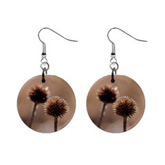 Withered Globe Thistle In Autumn Macro Mini Button Earrings by wsfcow