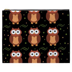 Halloween Brown Owls  Cosmetic Bag (xxxl)  by Valentinaart