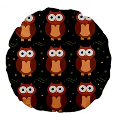 Halloween Brown Owls  Large 18  Premium Round Cushions by Valentinaart