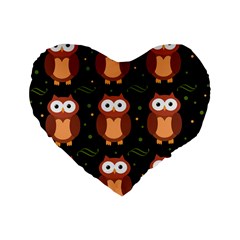 Halloween Brown Owls  Standard 16  Premium Heart Shape Cushions by Valentinaart