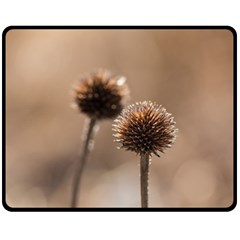 Withered Globe Thistle In Autumn Macro Fleece Blanket (medium)  by wsfcow