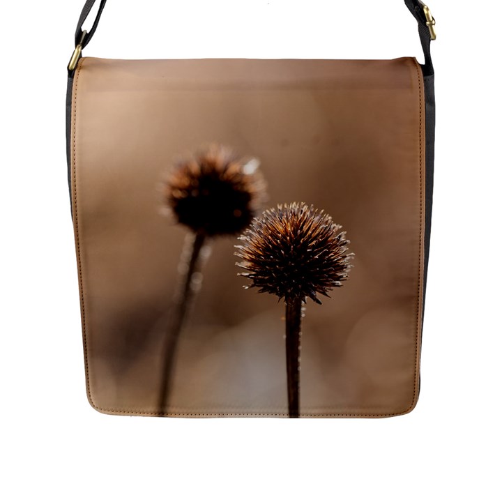 Withered Globe Thistle In Autumn Macro Flap Messenger Bag (L) 