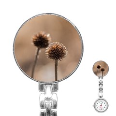 Withered Globe Thistle In Autumn Macro Stainless Steel Nurses Watch by wsfcow