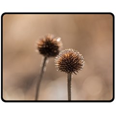 Withered Globe Thistle In Autumn Macro Double Sided Fleece Blanket (medium)  by wsfcow