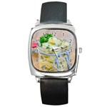 Potato salad in a jar on wooden Square Metal Watch Front