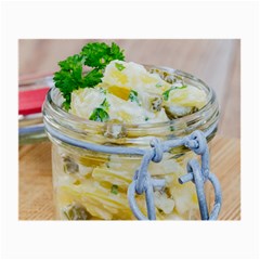 Potato Salad In A Jar On Wooden Small Glasses Cloth by wsfcow