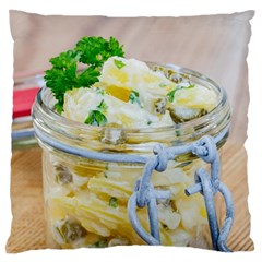 Potato Salad In A Jar On Wooden Large Flano Cushion Case (one Side) by wsfcow