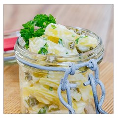 Potato Salad In A Jar On Wooden Large Satin Scarf (square)