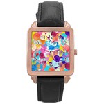 Anemones Rose Gold Leather Watch  Front