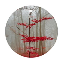 Magic Forest In Red And White Ornament (round)  by wsfcow