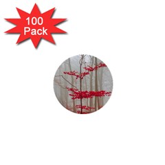 Magic Forest In Red And White 1  Mini Buttons (100 Pack)  by wsfcow