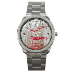 Magic Forest In Red And White Sport Metal Watch