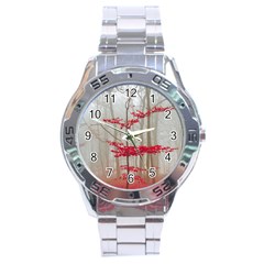 Magic Forest In Red And White Stainless Steel Analogue Watch