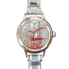 Magic Forest In Red And White Round Italian Charm Watch by wsfcow