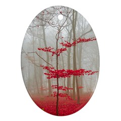 Magic Forest In Red And White Ornament (oval) 