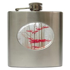 Magic Forest In Red And White Hip Flask (6 Oz) by wsfcow