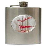 Magic Forest In Red And White Hip Flask (6 oz) Front