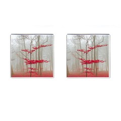 Magic Forest In Red And White Cufflinks (square) by wsfcow