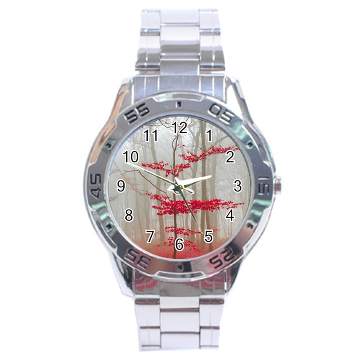 Magic Forest In Red And White Stainless Steel Analogue Watch