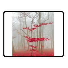 Magic Forest In Red And White Double Sided Fleece Blanket (small)  by wsfcow