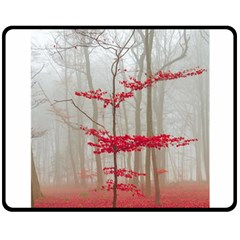 Magic Forest In Red And White Double Sided Fleece Blanket (medium) 