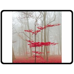 Magic Forest In Red And White Double Sided Fleece Blanket (large)  by wsfcow