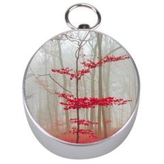 Magic Forest In Red And White Silver Compasses