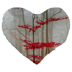 Magic Forest In Red And White Large 19  Premium Flano Heart Shape Cushions