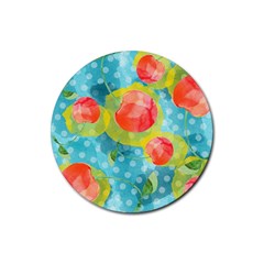 Red Cherries Rubber Coaster (round)  by DanaeStudio