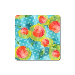 Red Cherries Square Magnet