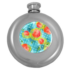 Red Cherries Round Hip Flask (5 Oz) by DanaeStudio