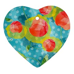 Red Cherries Heart Ornament (2 Sides)