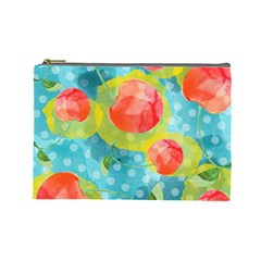 Red Cherries Cosmetic Bag (large)  by DanaeStudio