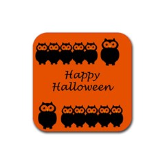 Happy Halloween - Owls Rubber Coaster (square)  by Valentinaart