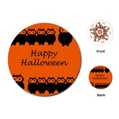 Happy Halloween - Owls Playing Cards (round)  by Valentinaart