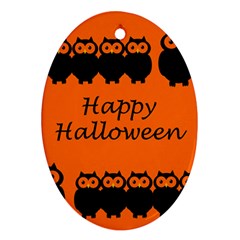 Happy Halloween - Owls Oval Ornament (two Sides) by Valentinaart