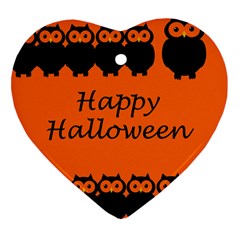 Happy Halloween - Owls Heart Ornament (2 Sides) by Valentinaart