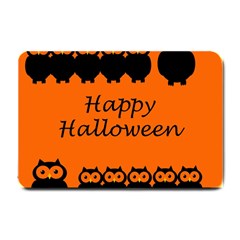 Happy Halloween - Owls Small Doormat  by Valentinaart