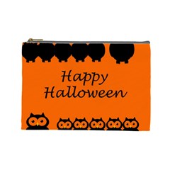 Happy Halloween - Owls Cosmetic Bag (large)  by Valentinaart