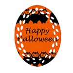 Happy Halloween - owls Oval Filigree Ornament (2-Side)  Front