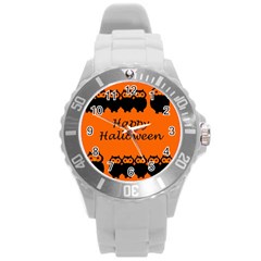 Happy Halloween - Owls Round Plastic Sport Watch (l) by Valentinaart